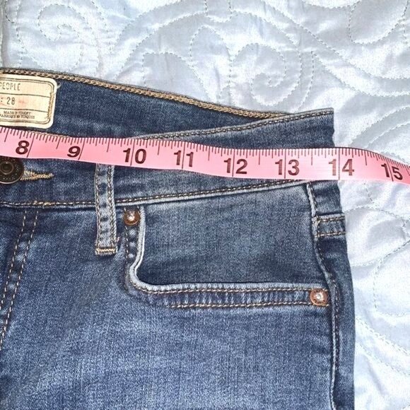 Free People Embroidered Skinny Fit Jeans 28 Blue Cotton Blend Womens Stylish Cas - Picture 13 of 15